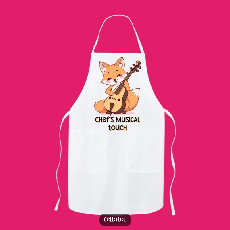 Funny Fox Cello Player Apron - Cheerful Cooking & Humorous Style