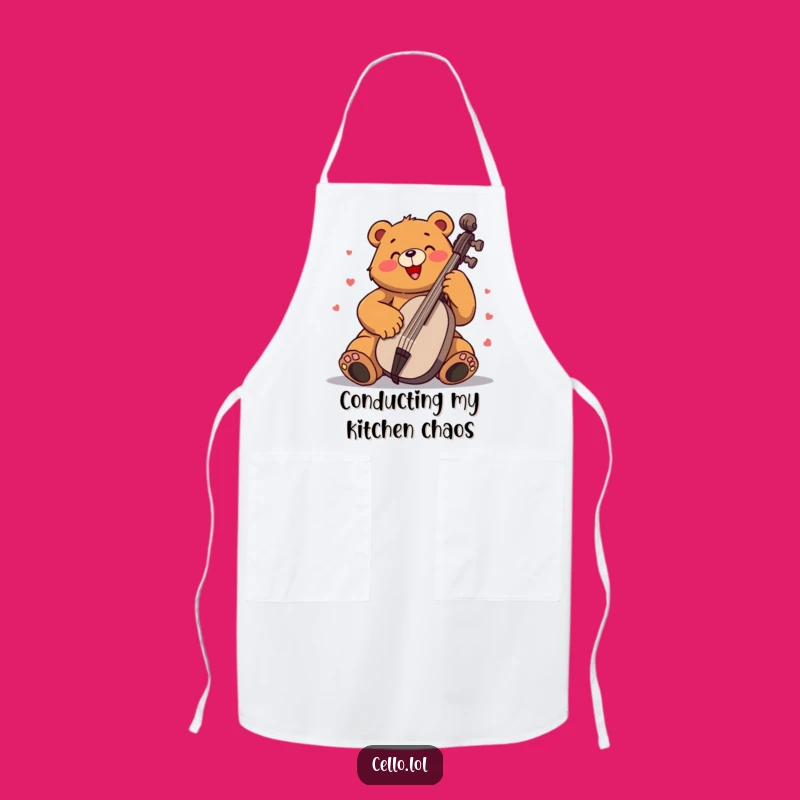 Funny Bear Cello Chef Apron: Cook With Musical Enthusiasm Gift