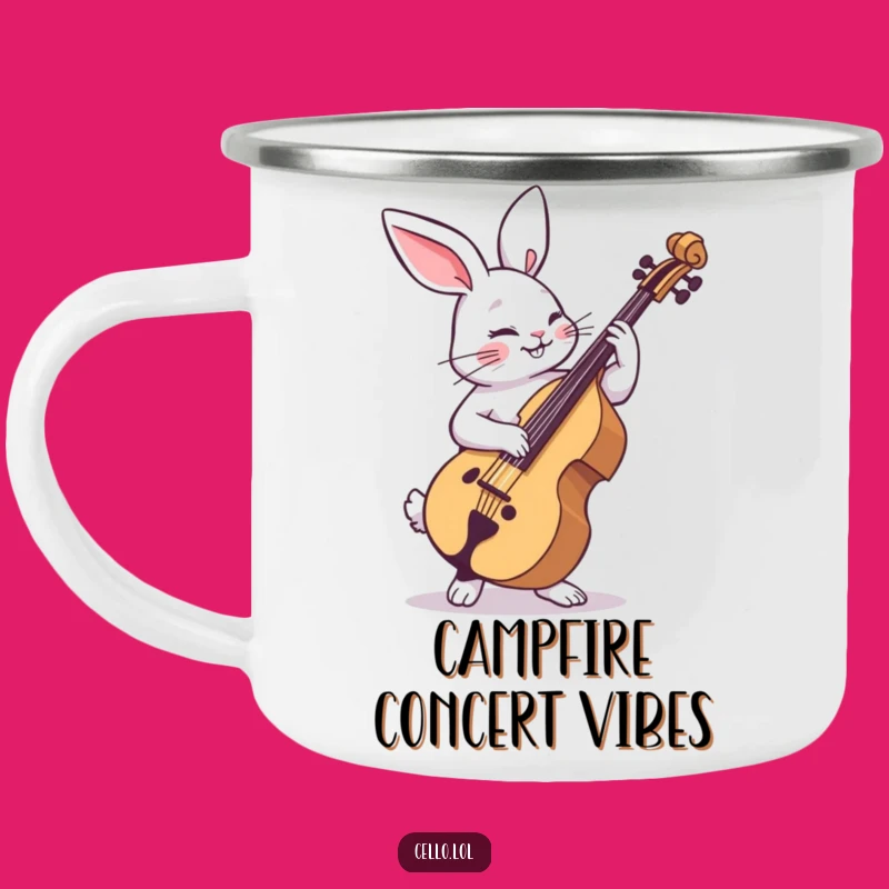 Rugged Funny Rabbit Cello Camp Mug: Adventure With Musical Moves Gift