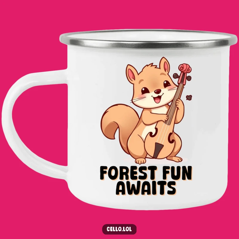 Funny Squirrel Cello Camping Mug - Your Playful Companion for Outdoor Melodies