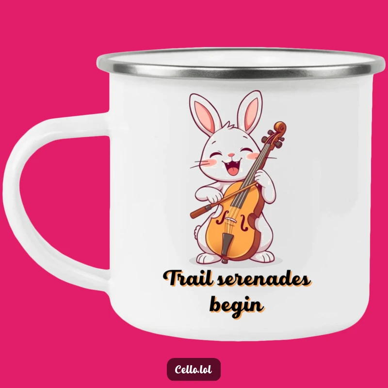 Funny Rabbit Cello Camping Mug - Your Hilarious Companion for Outdoor Melodies