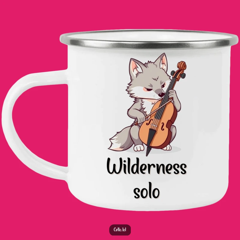 Funny Wolf Cello Camping Mug - Your Focused Companion for Outdoor Practice