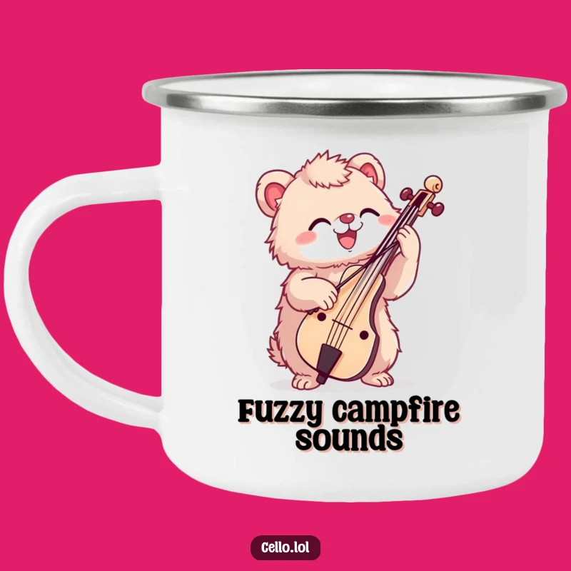 Funny Fuzzy Cello Camping Mug - Enthusiastic Music for Outdoor Adventures
