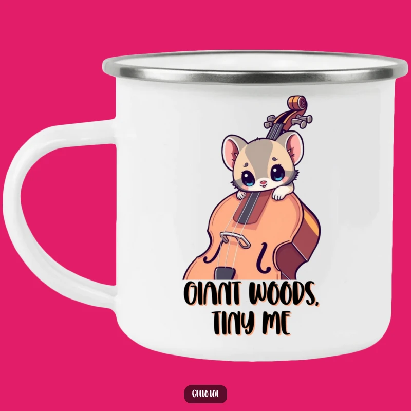 Funny Cello Camping Mug - Wide-Eyed Wonder for Outdoor Music Lovers