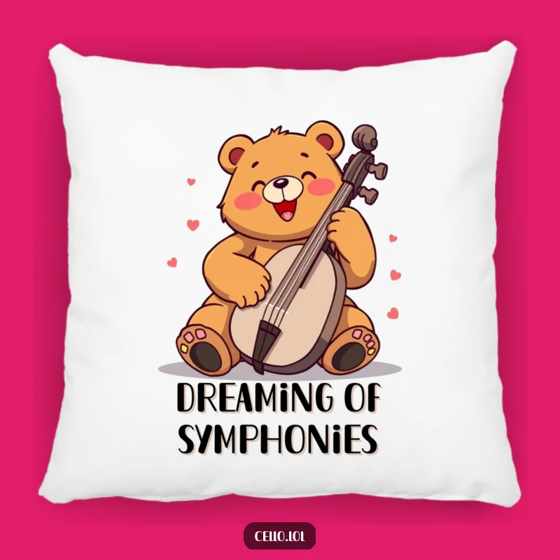 Comfy Funny Bear Cello Pillow: Musical Comfort And Laughs Gift
