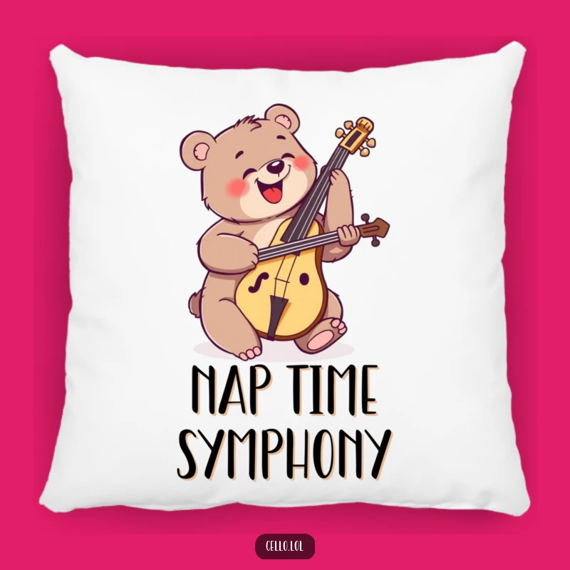 Funny Bear Cello Pillow - Cozy Up with Enthusiastic Musical Comfort