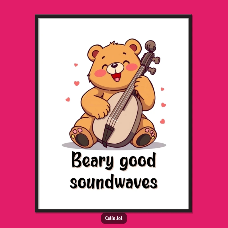 Funny Bear Cello Digital Art: Enthusiastic Musical Artwork Gift