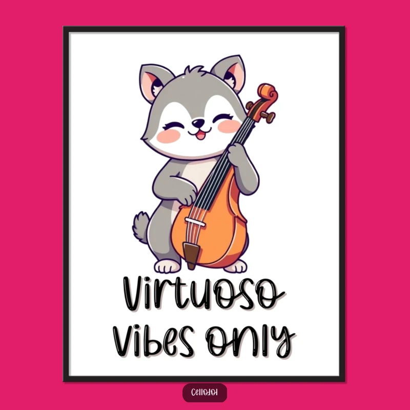 Funny Cello Animal Digital Art - Instant Cheerful Wall Decor for Music Fans
