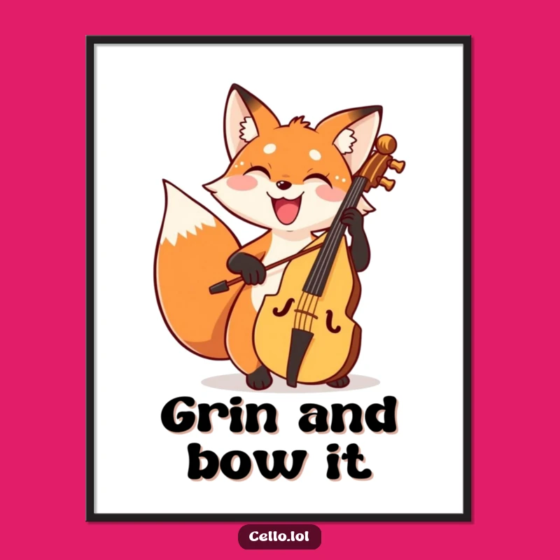 Funny Fox Cello Digital Art: Joyful Musical Artwork Gift