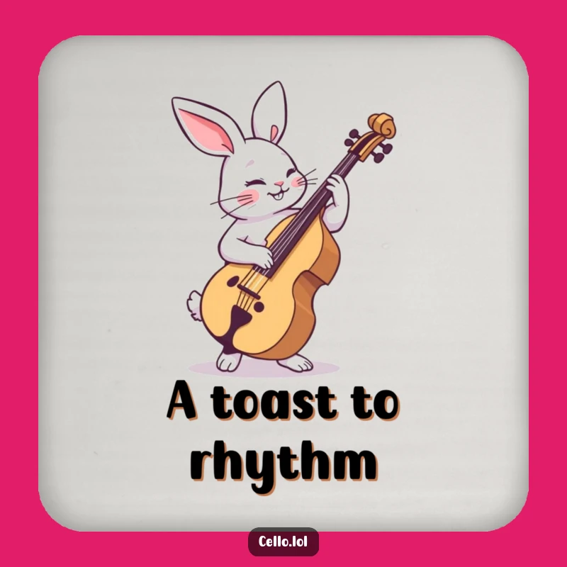 Funny Rabbit Cello Coaster Set: Protect Surfaces With Musical Fun Gift