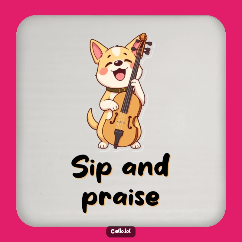Funny Dog Cello Coaster Set: Protect Surfaces With Musical Pride Gift