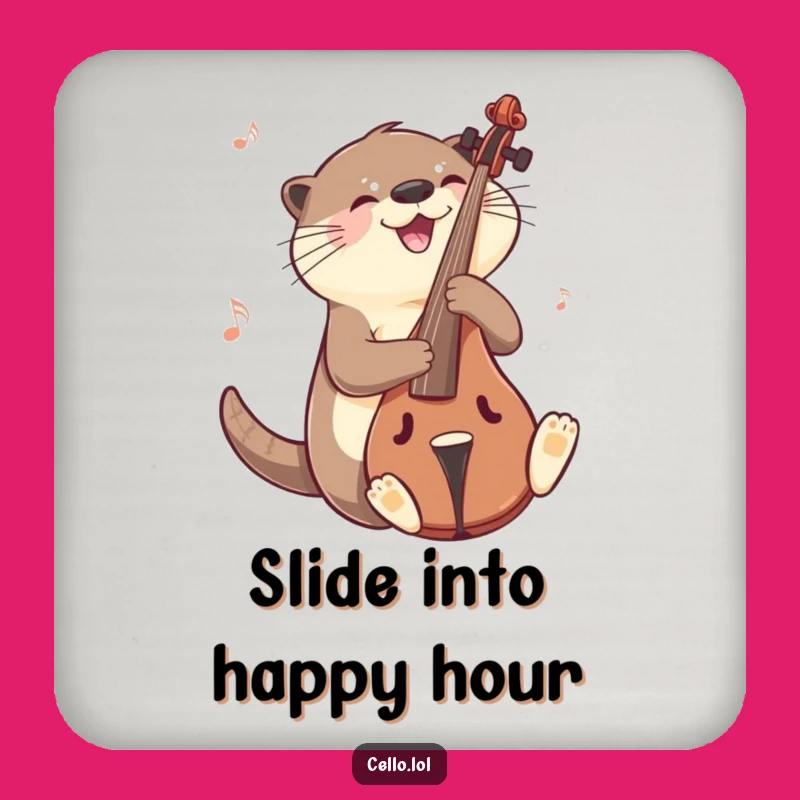 Funny Otter Cello Coaster Set: Protect Surfaces With Musical Fun Gift