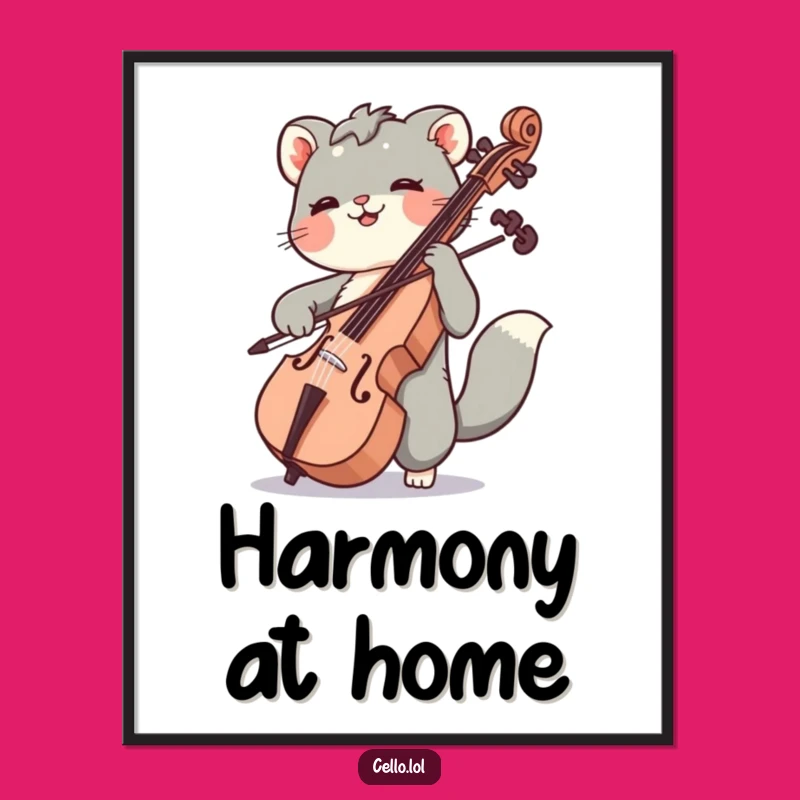 Funny Cello Bow Animal Poster - Joyful Wall Art for Music Enthusiasts