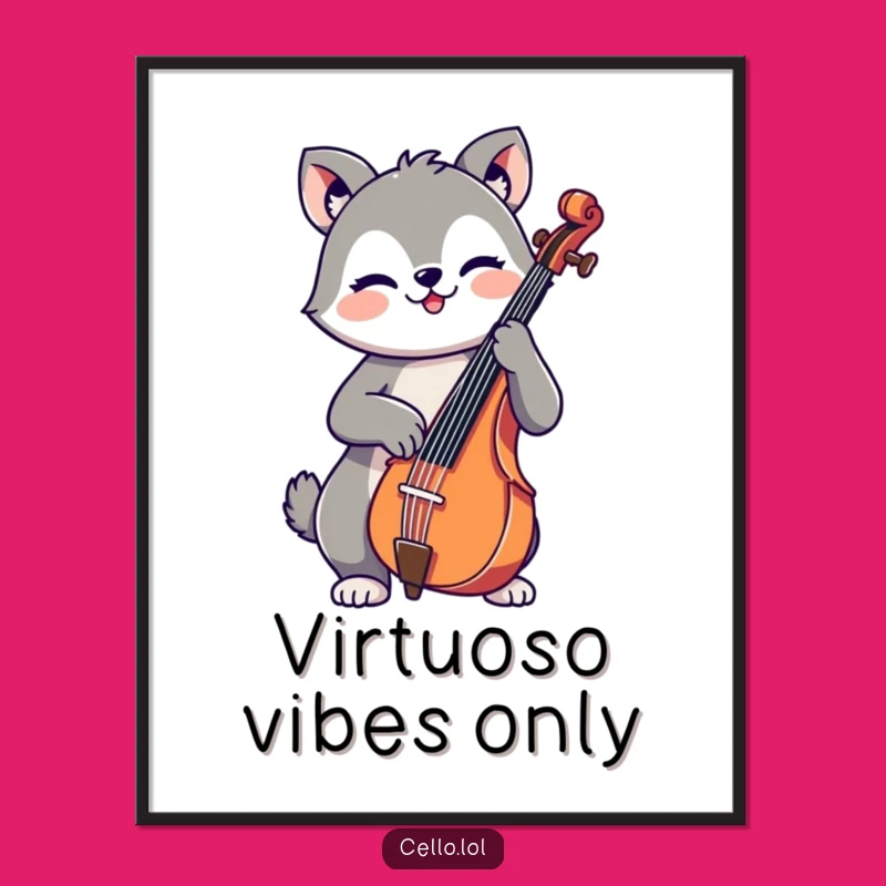 Funny Cello Animal Art Print - Cheerful Music Wall Decor for a Happy Home