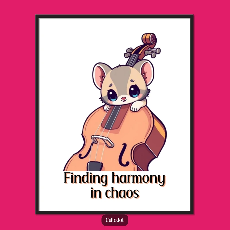 Free Printable Wall Art: Wide-Eyed Cello Animal, Humorous Downloadable Decor for Music Lovers