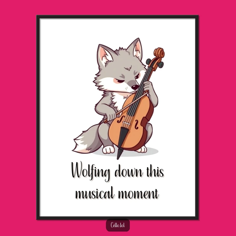 Free Printable Wall Art: Determined Wolf Cello Player, Downloadable Art for Intense Spaces
