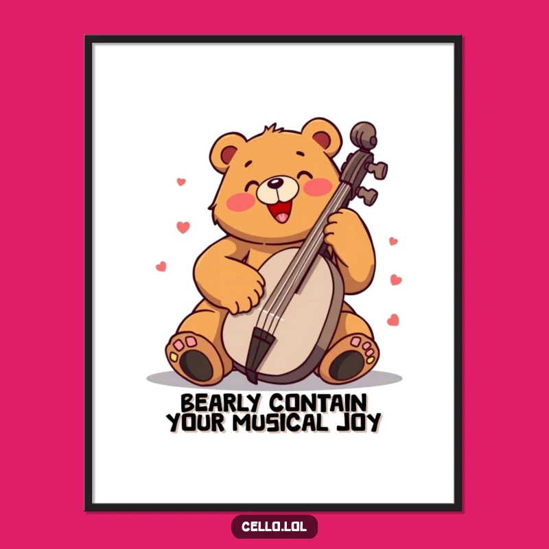 Free Printable Wall Art: Funny Bear Cellist, Humorous Downloadable Art