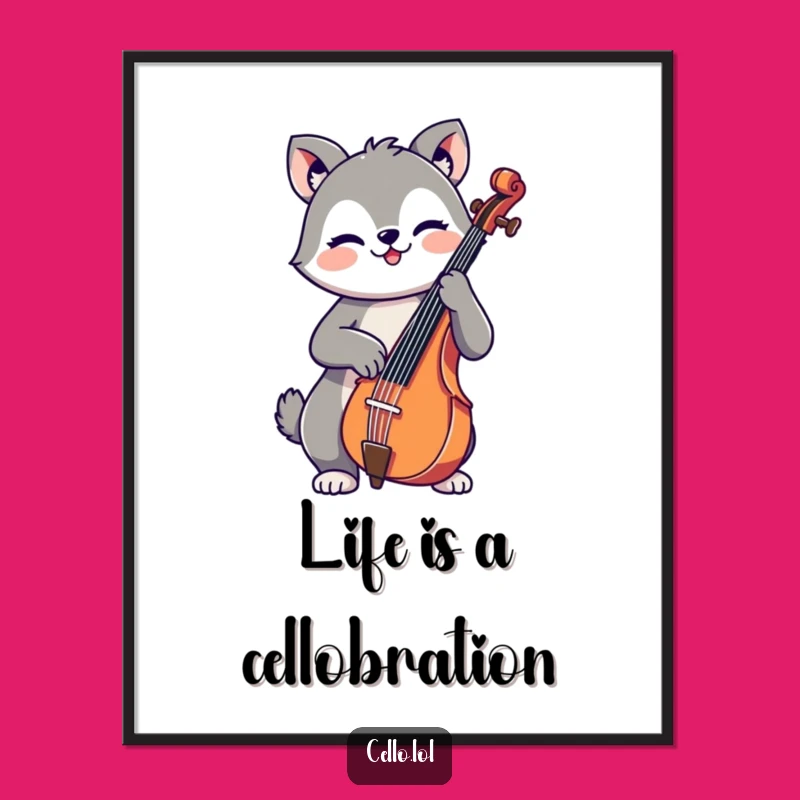 Free Printable Wall Art: Cheerful Cello Animal, Humorous Downloadable Decor for Music Lovers