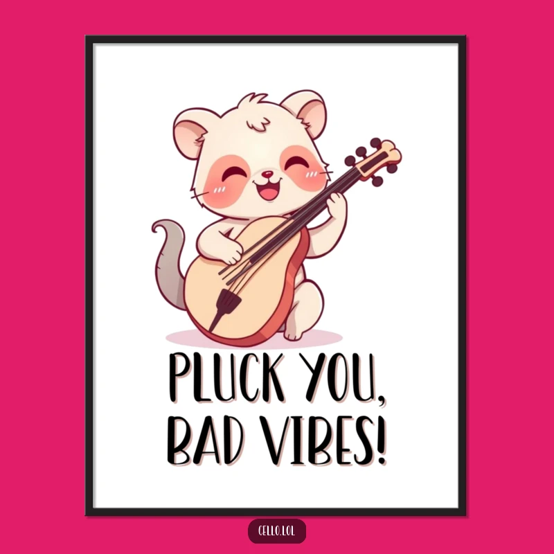 Free Printable Wall Art: Happy Smiling Cello Animal, Humorous Downloadable Decor for Music Lovers