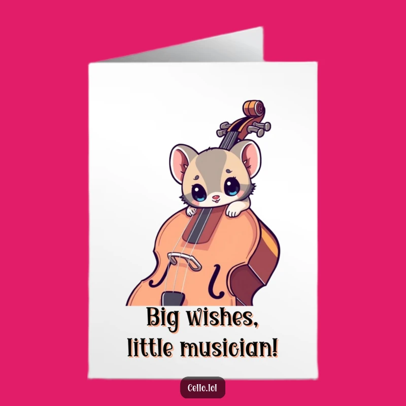 Free Printable Birthday Card: Wide-Eyed Cello Animal, Funny Downloadable Gift for a Big Day
