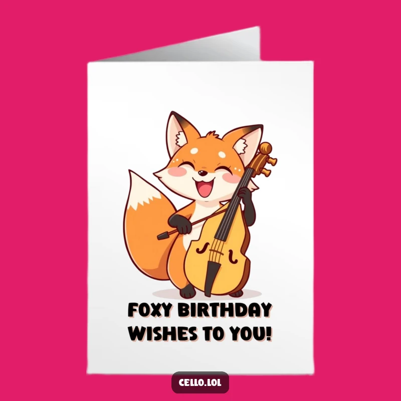 Free Printable Birthday Card: Joyful Fox Cellist, Instant Download Laughs