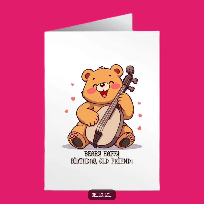 Free Printable Birthday Card: Funny Bear Cellist, Instant Download Gift