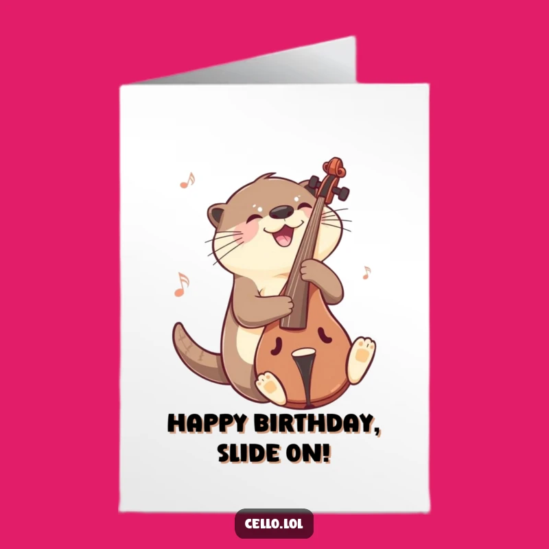 Free Printable Birthday Card: Otter Cellist Fun, Instant Musical Wishes