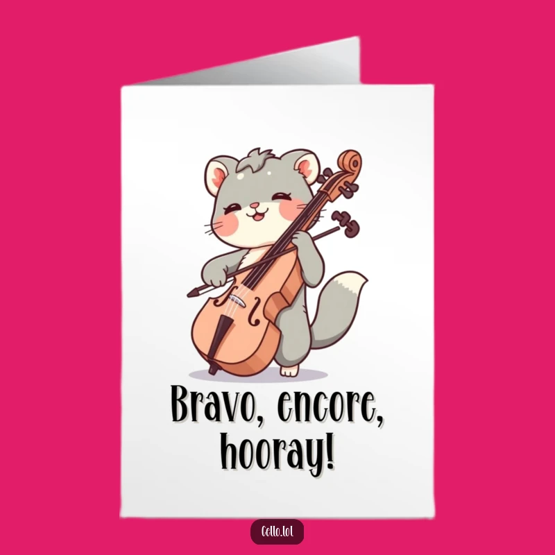 Free Printable Congrats Card: Joyful Cello Bowing Animal, Humorous Downloadable Gift for Wins