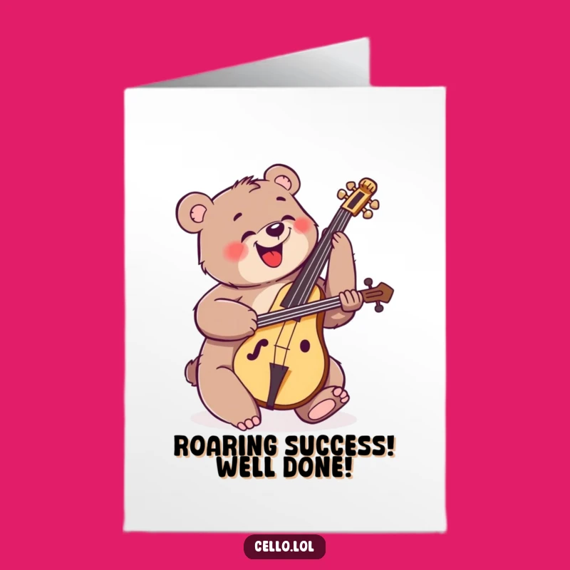 Free Printable Congrats Card: Bear's Cello Solo, Downloadable for Enthusiastic Celebrations