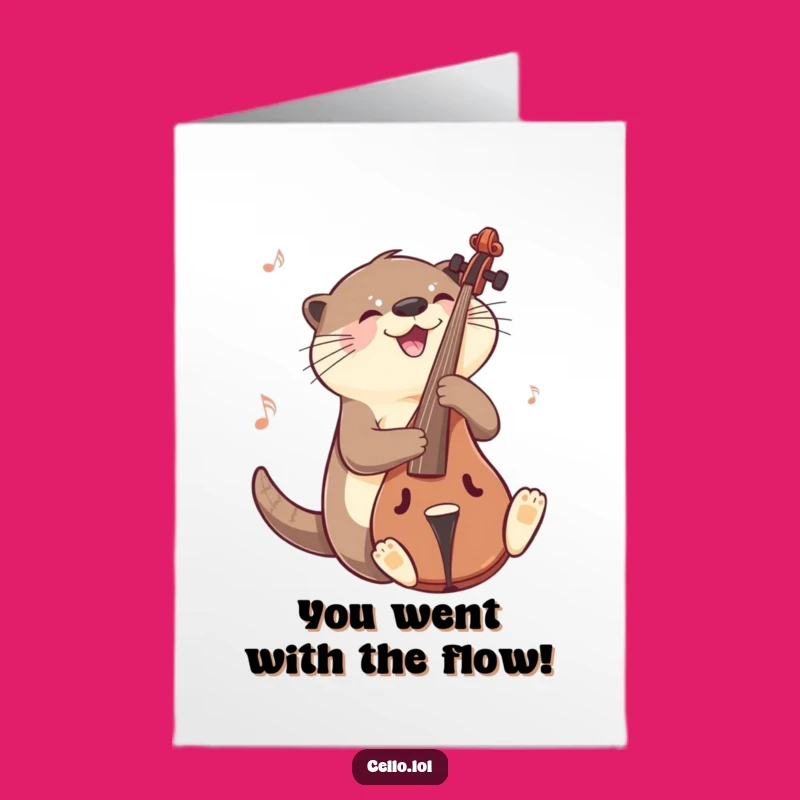 Free Printable Congrats Card: Otter Cellist, Downloadable Celebration