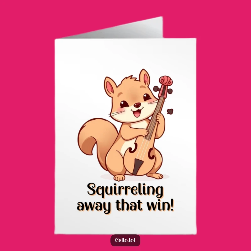 Free Printable Congrats Card: Squirrel's Cello Celebration, Downloadable for Joyful Wins