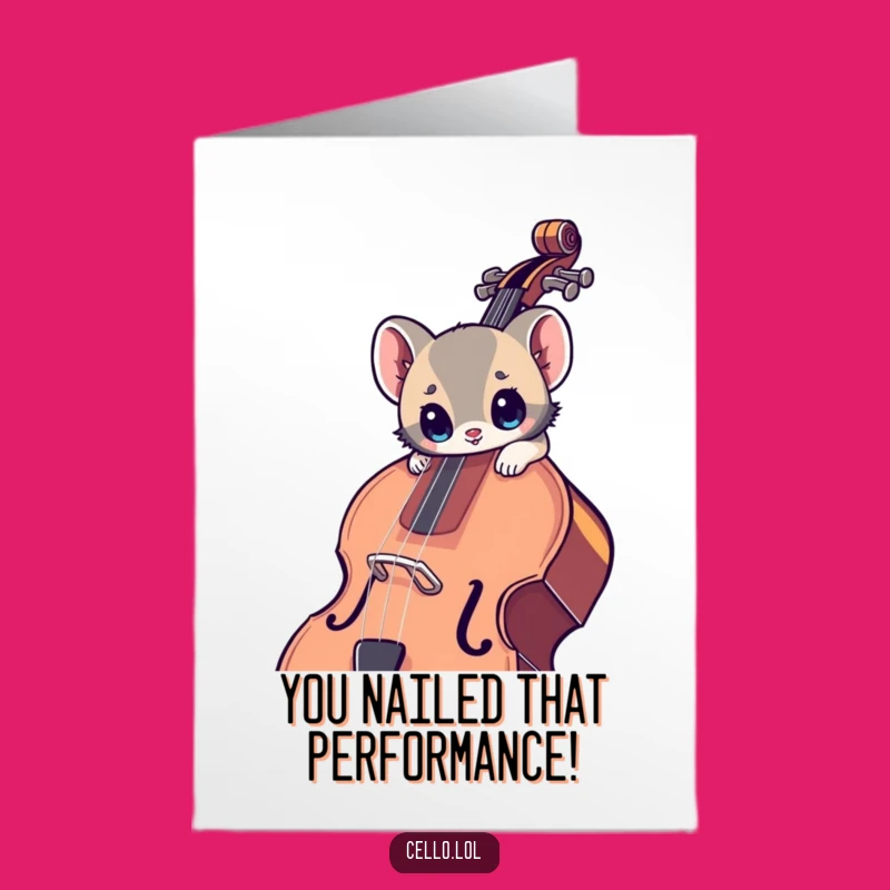 Free Printable Congrats Card: Wide-Eyed Cello Animal, Humorous Downloadable Gift for Achievements