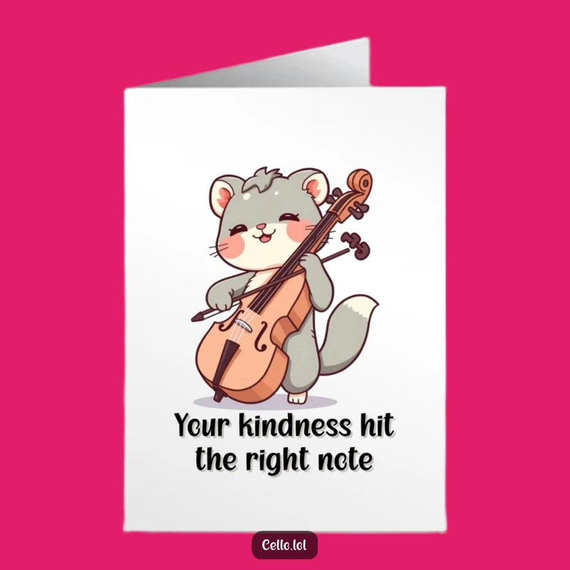Free Printable Thank You Card: Joyful Cello Bowing Animal, Thoughtful Downloadable Gift