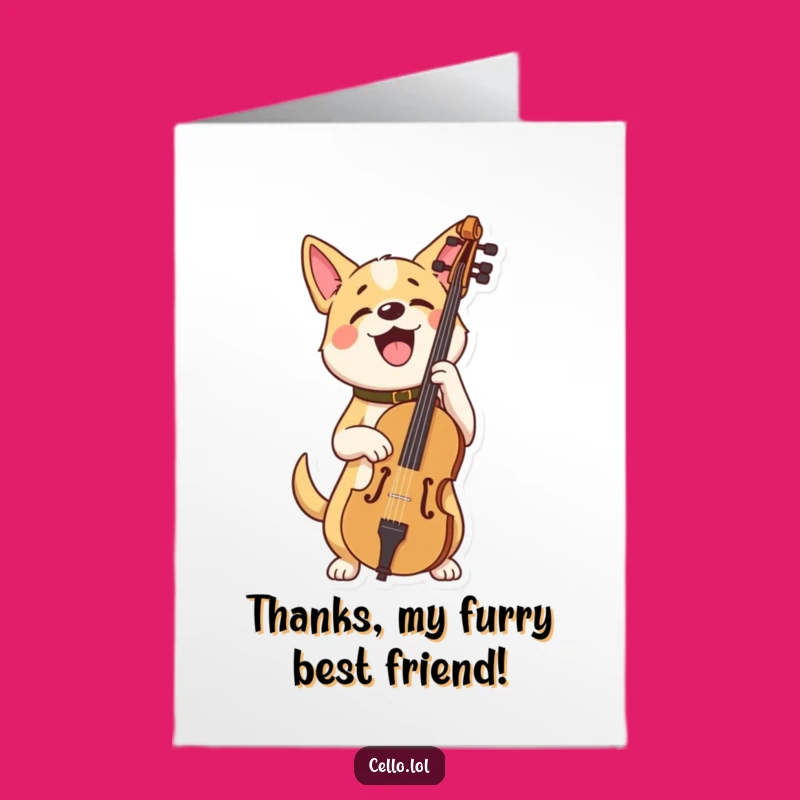 Free Printable Thank You Card: Proud Dog Cellist, Express Thanks
