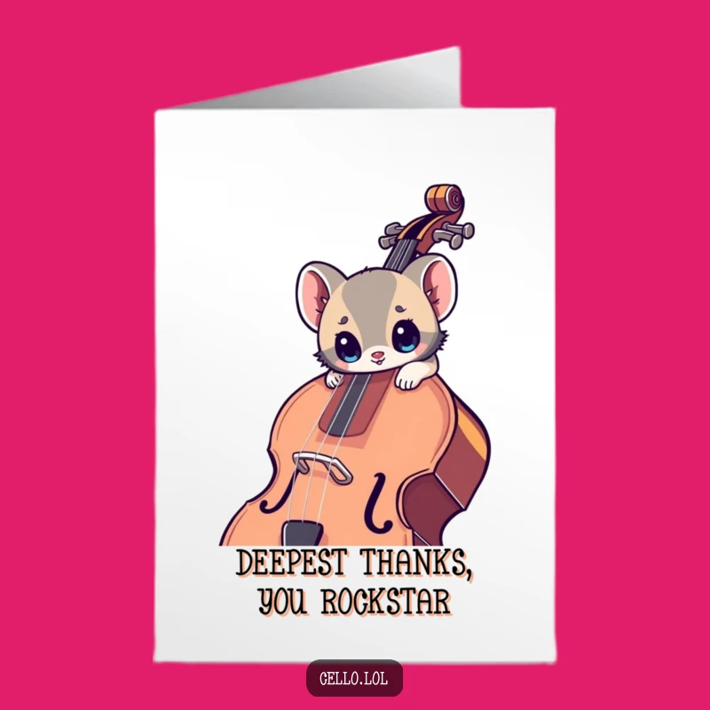 Free Printable Thank You Card: Wide-Eyed Cello Animal, Unique Downloadable Gift of Gratitude