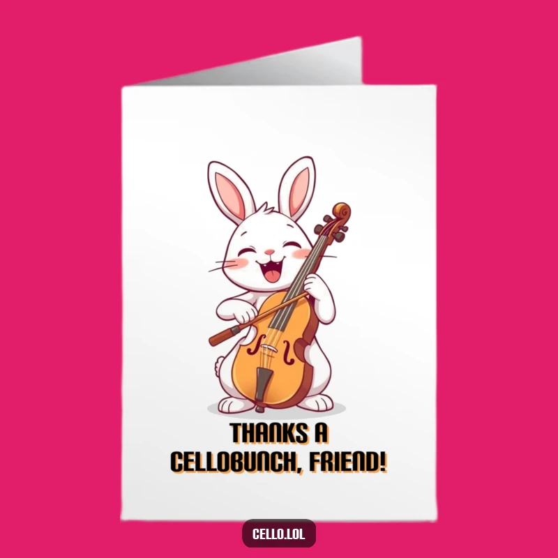 Free Printable Thank You Card: Giggling Rabbit Cello Star, Downloadable for Grateful Melodies