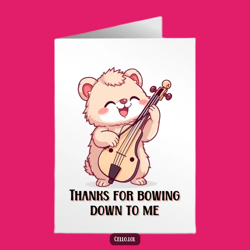 Free Printable Thank You Card: Enthusiastic Cello Creature, Fun Downloadable Gift of Thanks