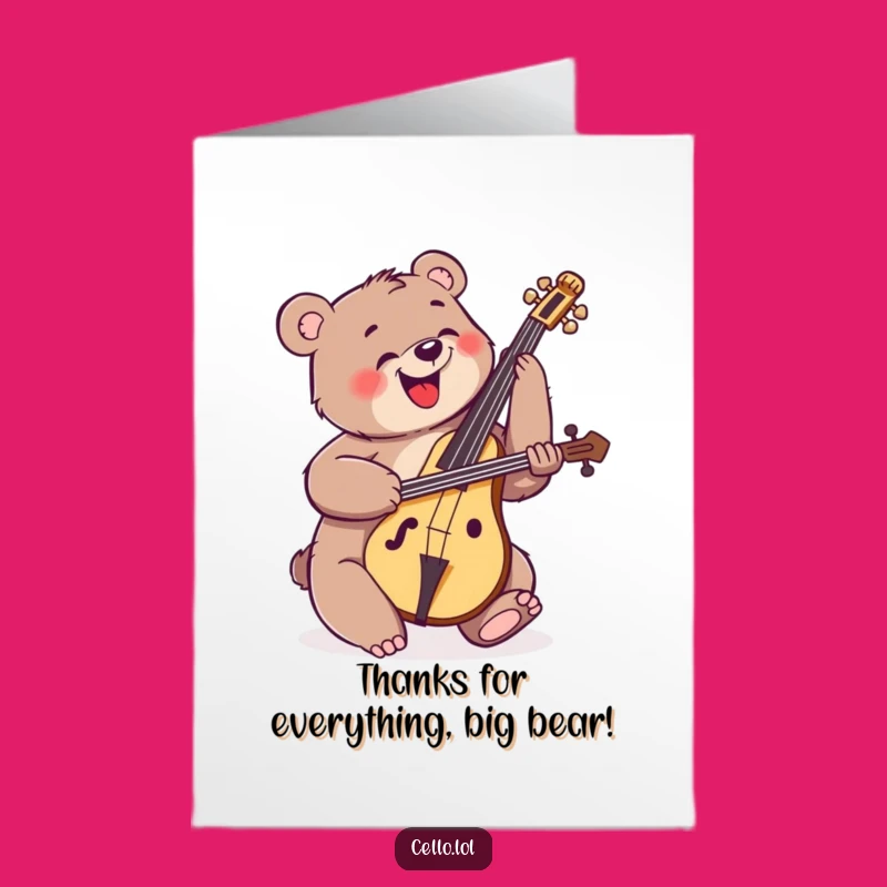 Free Printable Thank You Card: Bear's Cello Gratitude, Downloadable for Musical Thanks