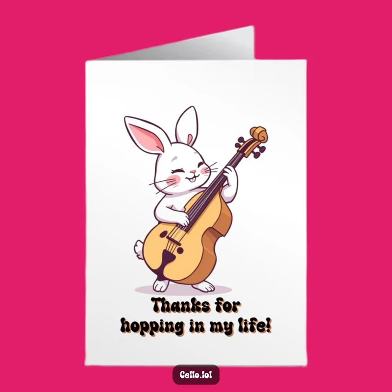 Free Printable Thank You Card: Whimsical Rabbit Cellist, Say Thanks Fun