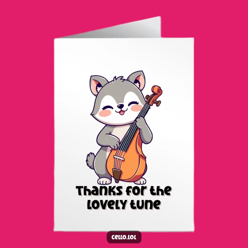 Free Printable Thank You Card: Cheerful Cello Animal, Heartfelt Downloadable Gift for Gratitude