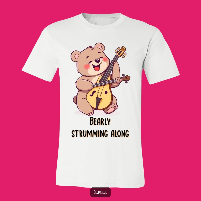 Funny Bear Cello T-Shirt - Rock Out with Enthusiastic Musical Fun