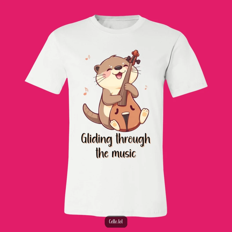 Funny Otter Cello Glide Tee: Ride The Musical Wave Gift