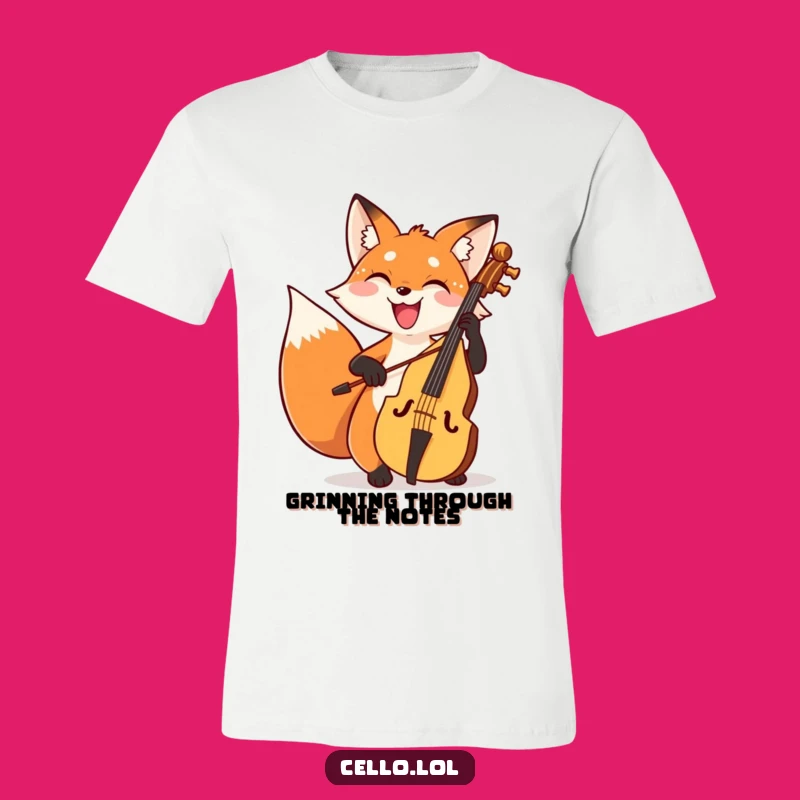 Funny Fox Cello Grin Tee: Express Your Musical Happiness Gift