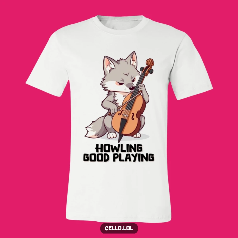 Funny Wolf Cello T-Shirt - Wear Your Determination with Musical Pride