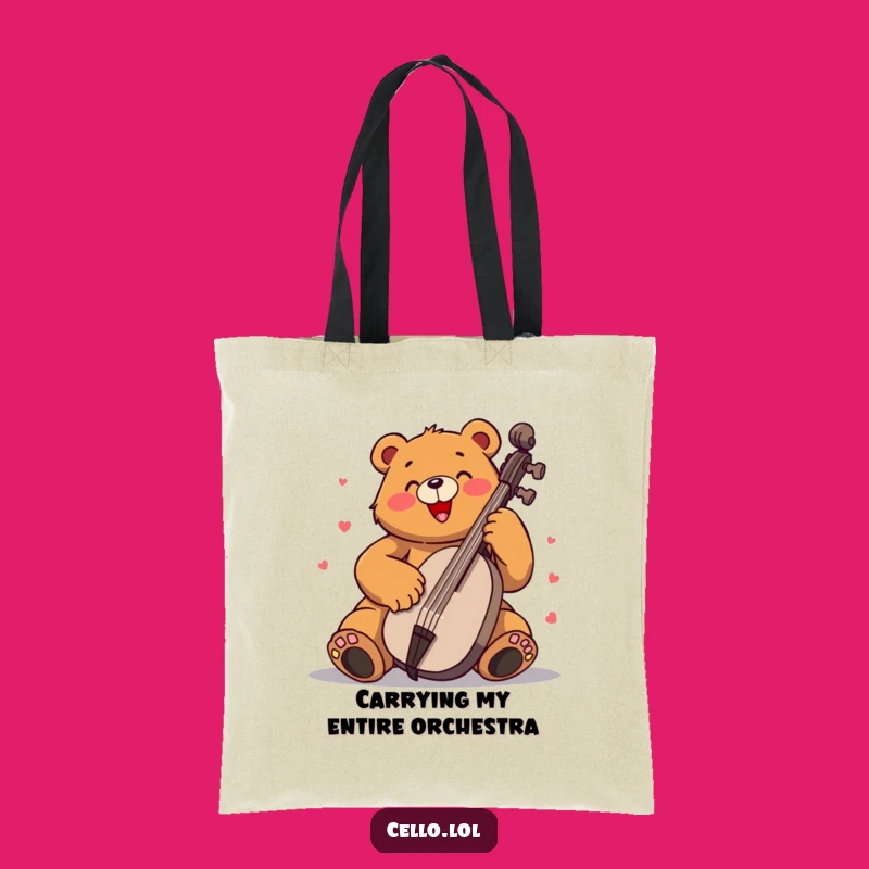 Funny Bear Cello Tote: Carry Your Music And Laughs Gift