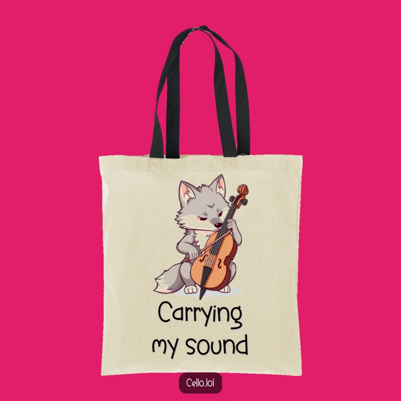 Funny Wolf Cello Tote Bag - Carry Your Concentration and Tunes Anywhere