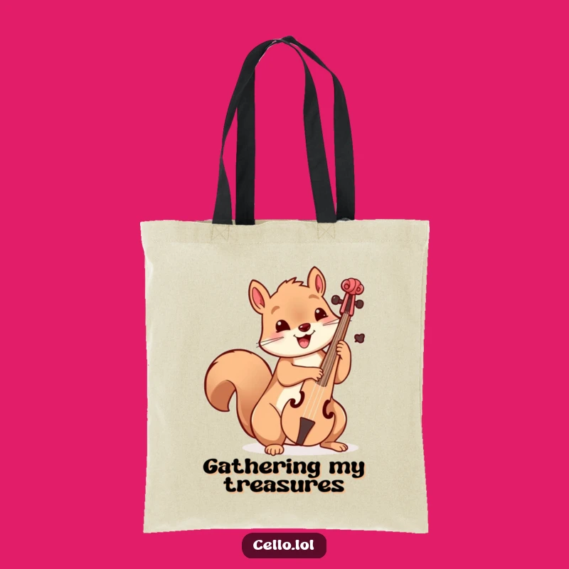 Funny Squirrel Cello Tote Bag - Carry Your Playful Treasures with Musical Charm